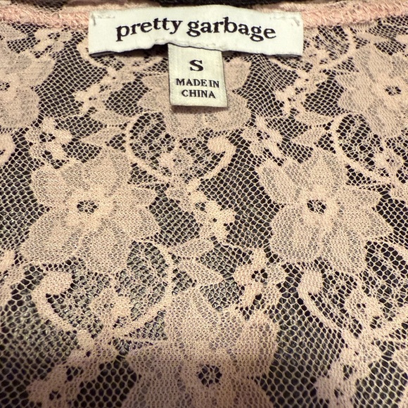 EUC Vintage Pretty Garbage Pink Floral lace Peplum Top Size Small - Picture 4 of 6